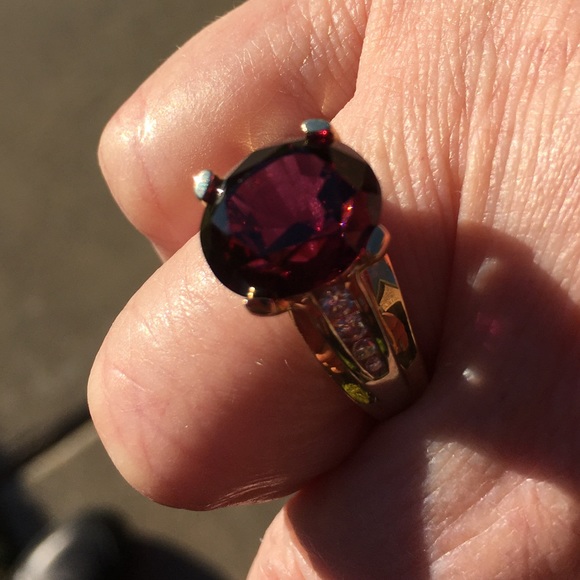 FINAL SALE PRICE HUGE 14K Rhodolite Garnet & Diamond Ring - Picture 13 of 13